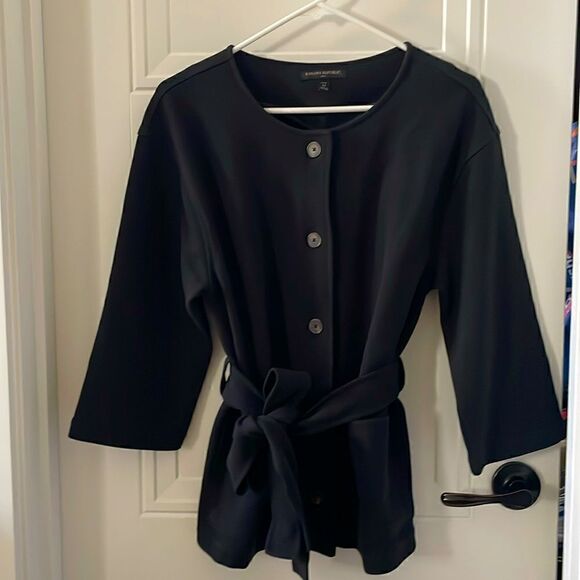 Banana Republic Factory Tie Waist Black Jacket - Picture 1 of 5